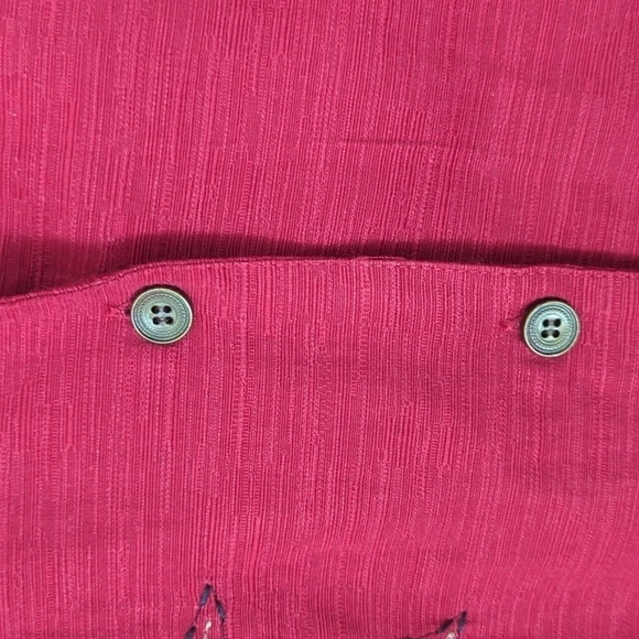 Alfred Dunner Red Metallic Gold Floral Beaded Button Up Layering Top Size 18W - Picture 4 of 8